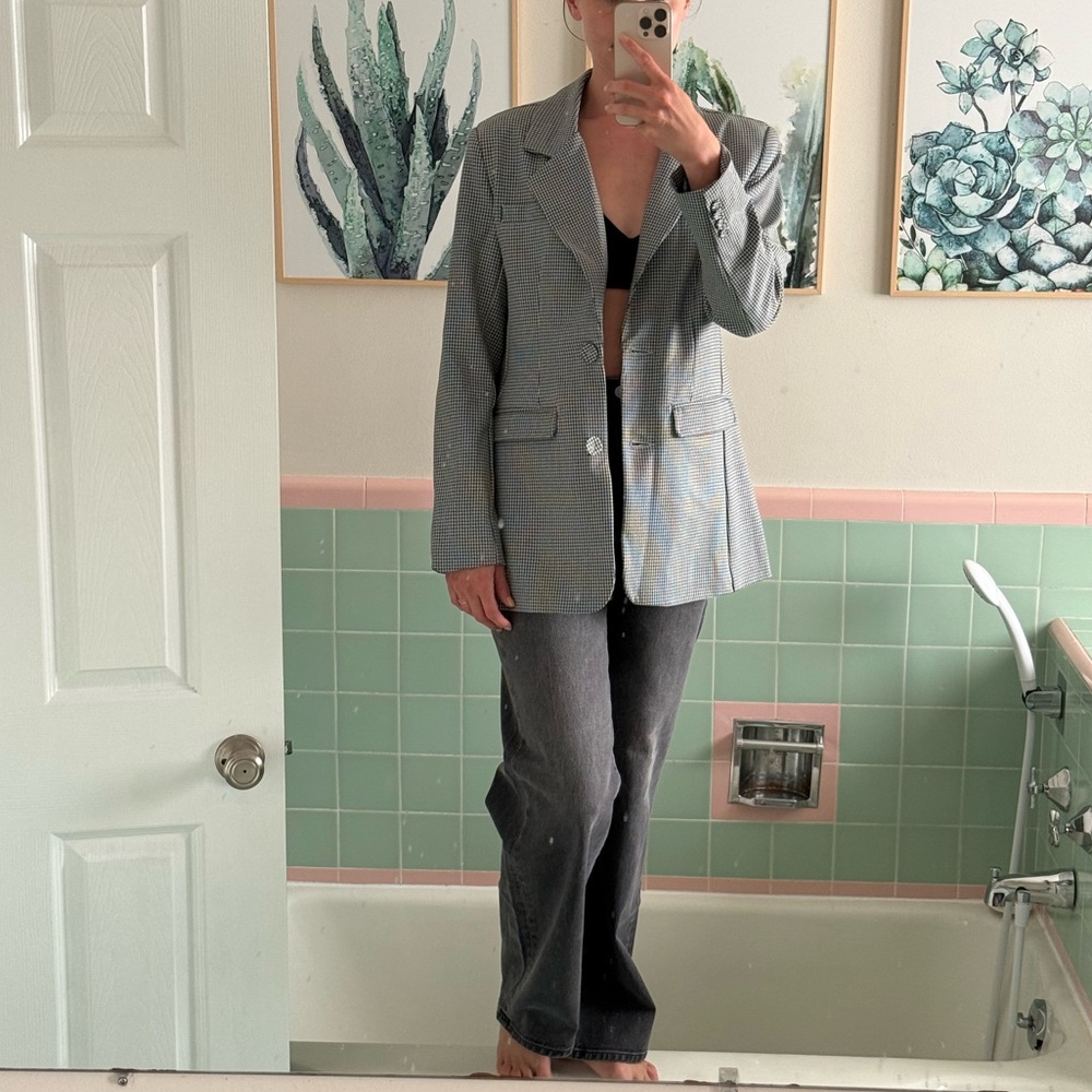 Gray Plaid Blazer